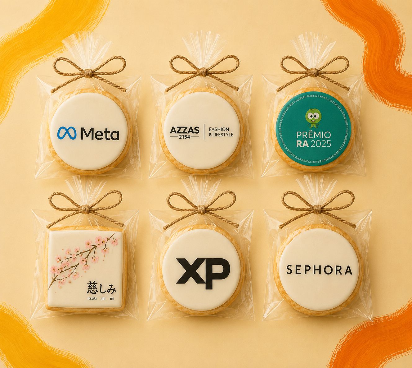 Biscoitos personalizados com logos e QR codes